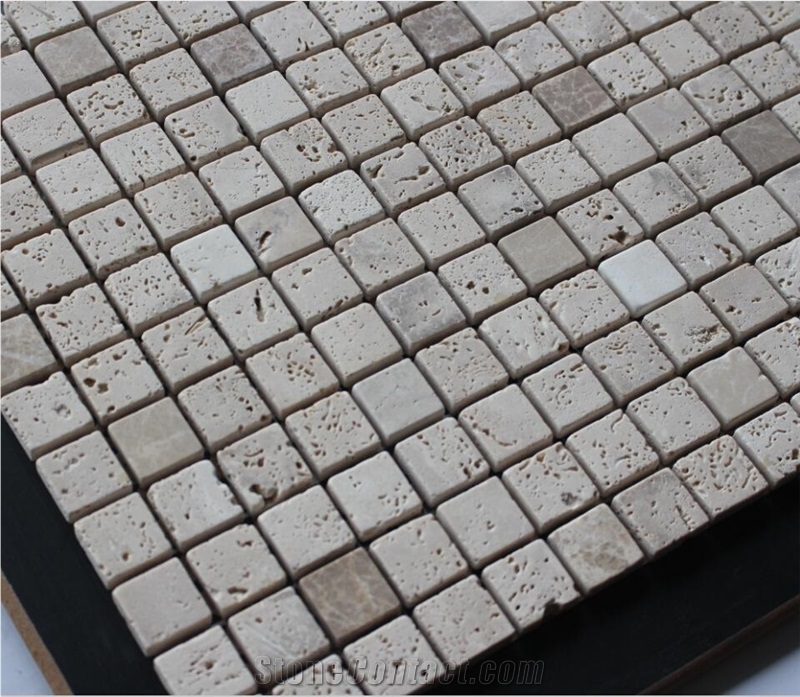 China Travertine Mosaic Manufacture Square Hy-100