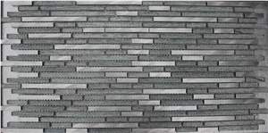 Glass Mixed Aluminium Mosaic Manufacture China 10x98/10x148/10x48mm H5422 Silk Road Metal