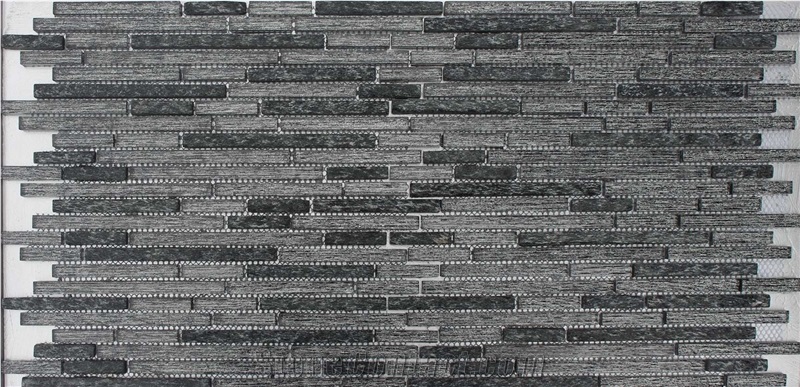 Glass Mixed Aluminium Mosaic Manufacture H5413 10x98/10x148/10x48mm Silk Road Metal