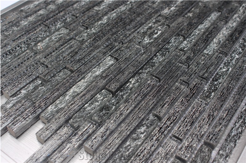 Glass Mixed Aluminium Mosaic Manufacture H5413 10x98/10x148/10x48mm Silk Road Metal