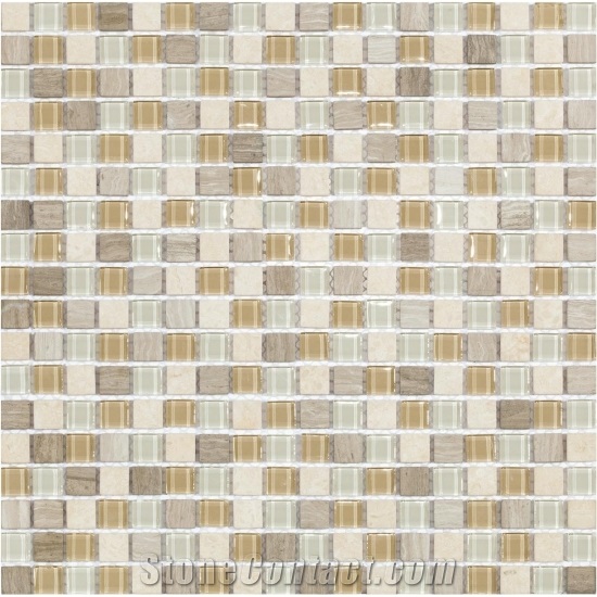 Glass Mixed Marble Mosaic Manufacture China 15x15x4mm Cadiz 301 Cadiz 4mm Mosaics