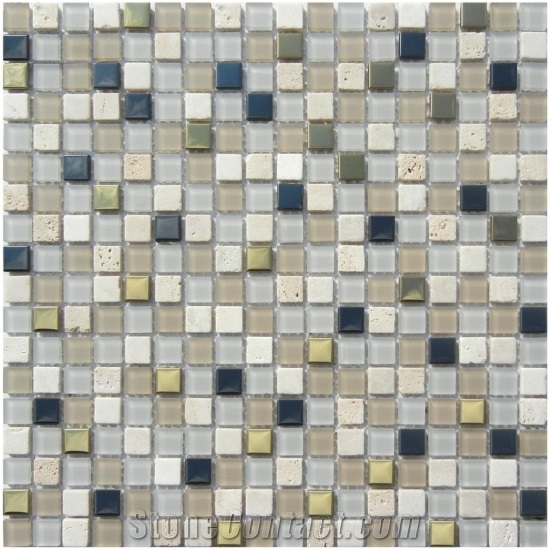 Glass Mixed Marble Mosaic Manufacture China 15x15x4mm Cadiz 902 Cadiz 4mm Mosaics