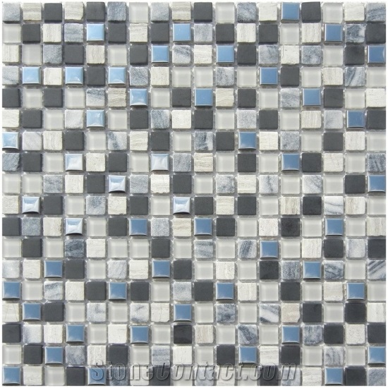Glass Mixed Marble Mosaic Manufacture China 15x15x4mm Cadiz 905 Cadiz 4mm Mosaics