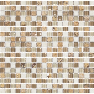 Glass Mixed Marble Mosaic Manufacture China Foshan Glass Mixed Stone 15x15x4mm Square Cadiz 302 Cadiz 4mm Mosaics