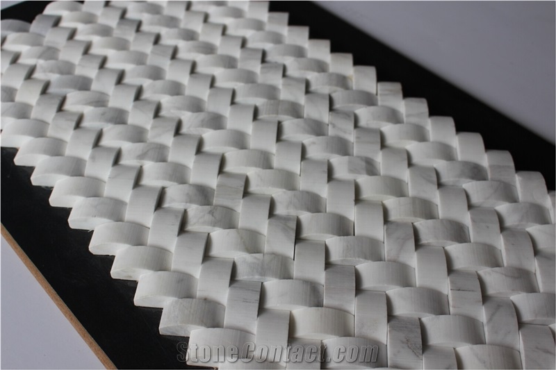 Volakas Marble Mosaic,White Marble Mosaic China Manufacture Hy-26