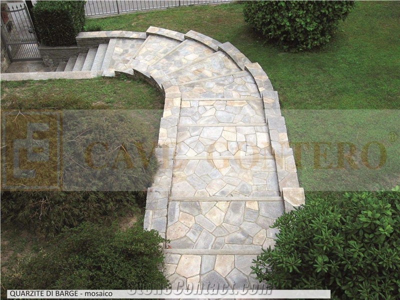 Quarzite Di Barge Grigio Crazy Paving Walkway, Flagstone Patio