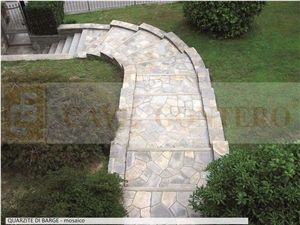 Quarzite Di Barge Grigio Crazy Paving Walkway, Flagstone Patio