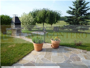 Quarzite Di Barge Grigio Crazy Paving Walkway, Flagstone Patio