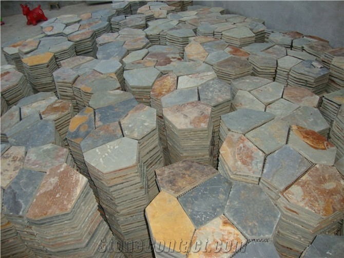China Multicolor Flagstone Slate,Walkway Pavers & Road Paving
