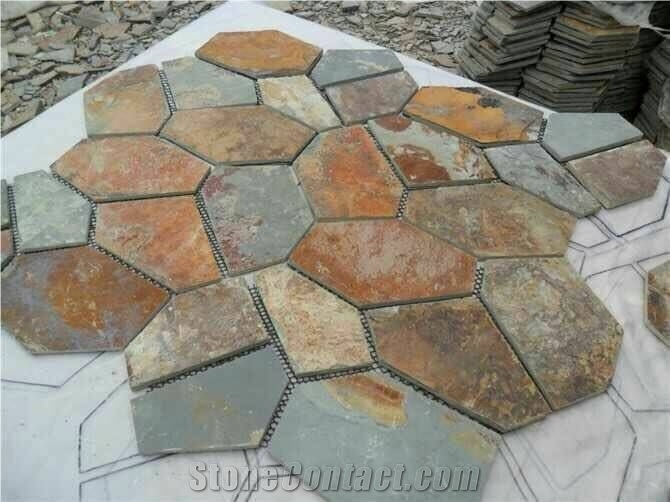 China Multicolor Flagstone Slate,Walkway Pavers & Road Paving