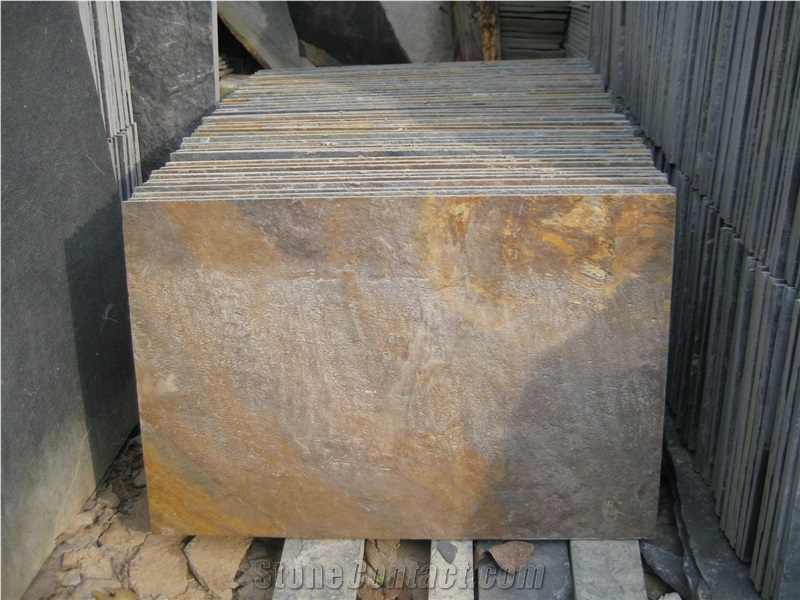 China Yellow Slate Slabs&Tiles,Walling Flooring Paving