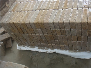 G682 Paving Stone/Yellow Granite Paving Stone/Cobble and Cube Stone / Tumbled Yellow Cobble Stone / Walkway Pavers