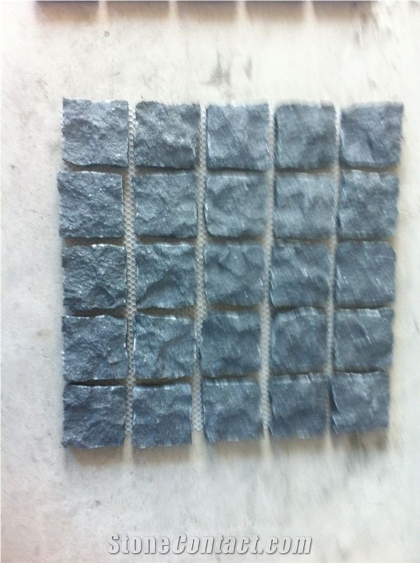 G684 Black Basalt Cobble on Mesh,China Black Basalt,Fuding Black,Raven Black,Black Pearl Cobble Stone,Granite Cobble Stone