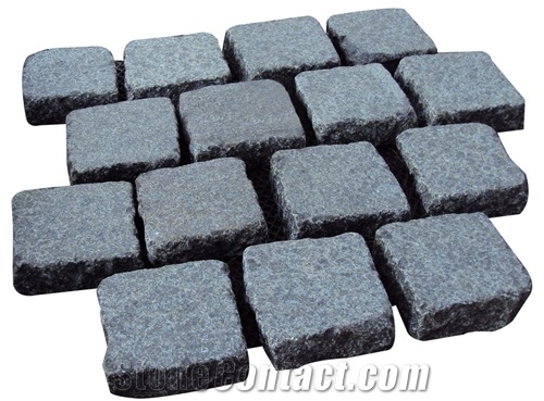 G684 Black Basalt Cobble on Mesh,China Black Basalt,Fuding Black,Raven Black,Black Pearl Cobble Stone,Granite Cobble Stone
