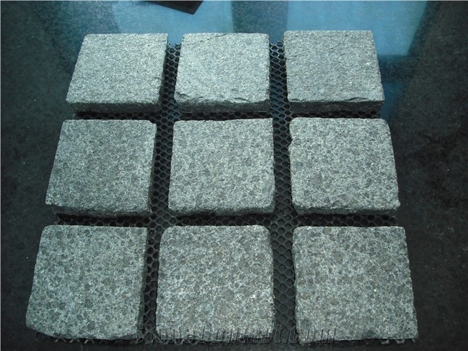 G684 Black Basalt Cobble on Mesh,China Black Basalt,Fuding Black,Raven Black,Black Pearl Cobble Stone,Granite Cobble Stone