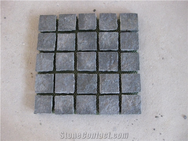 G684 Black Basalt Cobble on Mesh,China Black Basalt,Fuding Black,Raven Black,Black Pearl Cobble Stone,Granite Cobble Stone