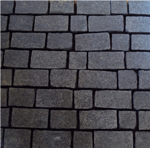G684 Black Basalt Cobble on Mesh,China Black Basalt,Fuding Black,Raven Black,Black Pearl Cobble Stone,Granite Cobble Stone