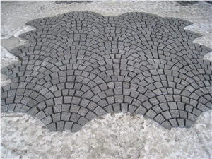 G684 Black Basalt Cobble on Mesh,China Black Basalt,Fuding Black,Raven Black,Black Pearl Cobble Stone,Granite Cobble Stone