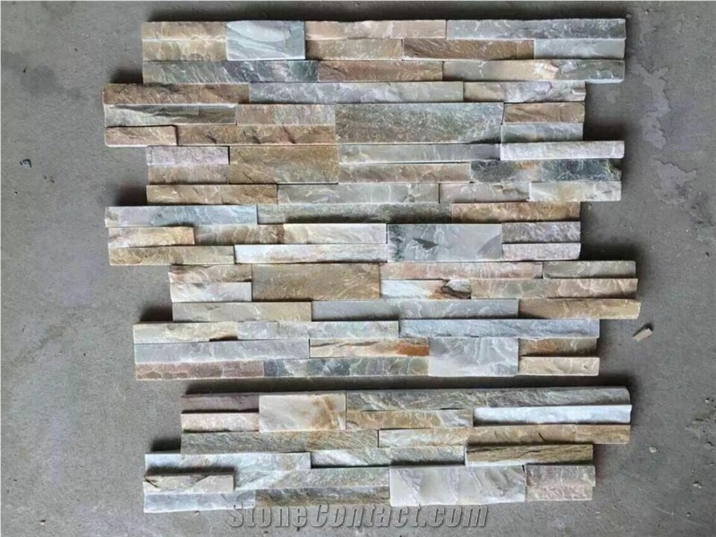 Natural Slate Wall Panel, Stone Veneer, Wall Cladding, Ledgestone, Stacked Stone,Decorative Wall Tile,Nature Culture Stone,Dry Stack Panel,Wall Stone, China Multicolor Slate Wall Cladding