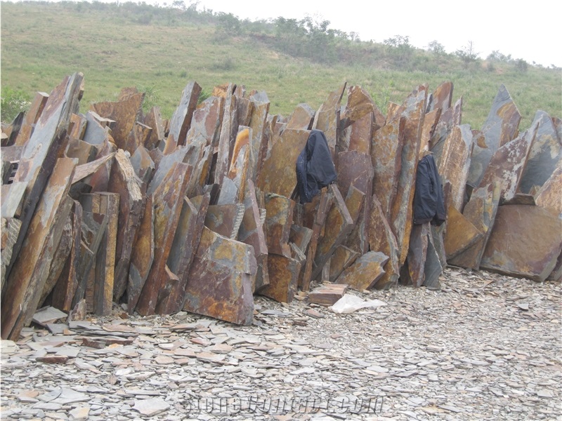 Slate Random Flagstone / Rusty Slate Flagstone / Landscaping Stones / Crazy Stone / Irregular Flagstone Landscape