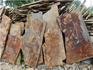 Slate Rondom Flagstone / Rusty Slate Flagstone / Landscaping Stones / Crazy Stone / Irregular Flagstone Landscape