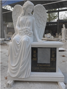 Angel Monument & Tombstone Im11, Han White Marble Monument & Tombstone