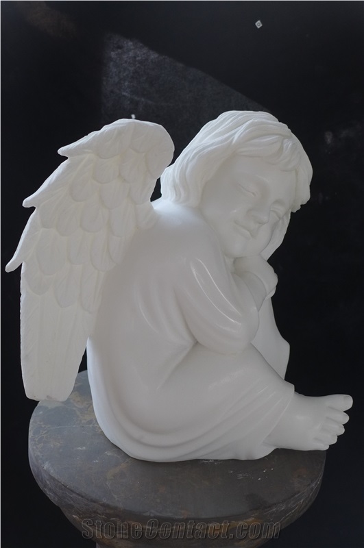 China White Monument & Tombstone Im07, Han White Marble Angel Monument & Tombstone