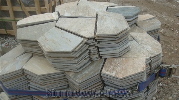 China Yellow Quartzite Flagstone, Flagstone Walkway Pavers