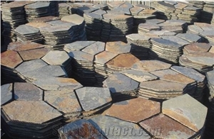 Random Flagstone Paving Stone, China Multicolor Slate Flagstone