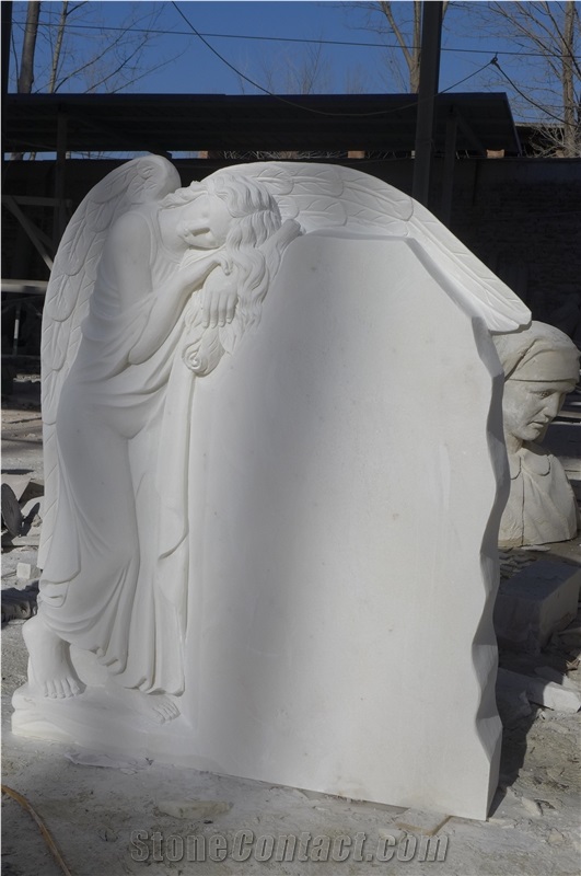 White Marble Western Style Monument & Tombstone Im06, Han White Marble Monument & Tombstone