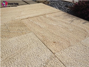 China Yellow Stone, Wooden Sandstone, Yellow Sandstone Pavers Grainy Sandstone