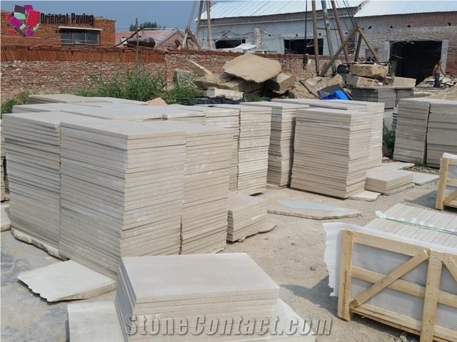 Fine Buff Sandstone Yellow Sandstone with Bush Harmered,Landscaping Stone Tile/Slab