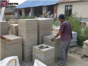 Fine Buff Sandstone Yellow Sandstone with Bush Harmered,Landscaping Stone Tile/Slab
