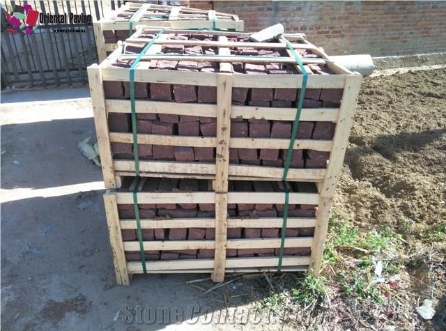 Paving Cobbles, Cobble Paving Stone, Cube Paving Sets, Stone Pavings, Red Snadstone Cubes, Red Pavers, Paving Cobble Stone, Landscaping Stone, Landscaping Cube