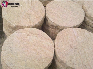 Yellow Sandstone Circle Pavers,Sandstone Landscaping Stone ,Cobbles,Patio Paver