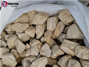 Yellow Sandstone Pebblestone,Pebble Tiles,Sandstone Pebblestone Paving Sheet