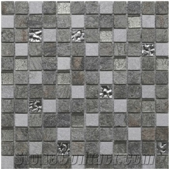 Harmony Slate Mix Glass Mosaic 30cm X 30cm