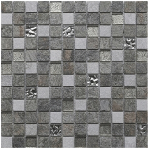 Harmony Slate Mix Glass Mosaic 30cm X 30cm