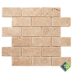 Tumbled Noce 30cm X 30cm Brick Travertine Mosaic