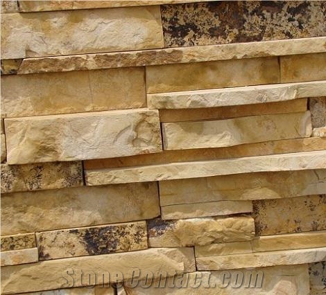 Beige with Dark Parts Antique Travertine Wall Cladding