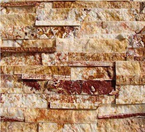 Beige with Dark Red Parts Antique Travertine Feature Wall