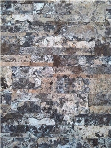 Black/Brown/White Antique Travertine Feature Wall