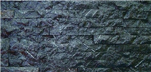 Black with Shiny Blue Antique Marble Stacked Wall Veneer Premium