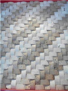 Curvy Grey/White Antique Travertine Mosaic