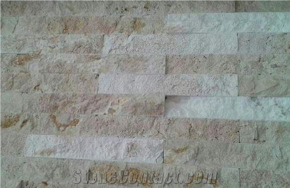 Light Beige Antique Travertine Stacked Wall