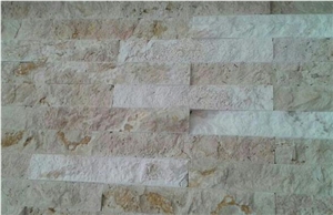 Light Beige Antique Travertine Stacked Wall