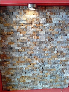 Mixed Beige/Grey Antique Travertine Stacked Wall