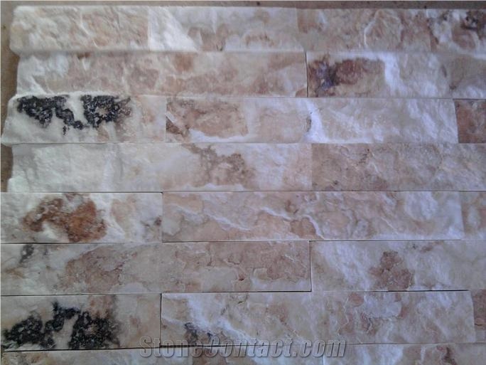White with Darks Parts Antique Travertine Ledge Stone