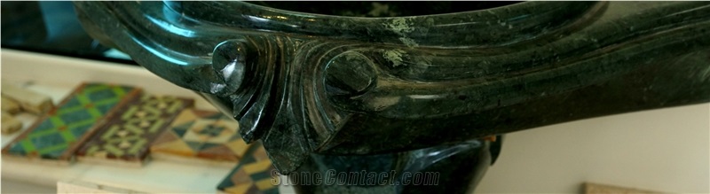 Noir Berbere Marble Carved Pedestal Wash Basin