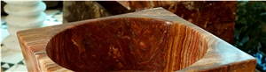 Red Onyx Caved Wash Basin